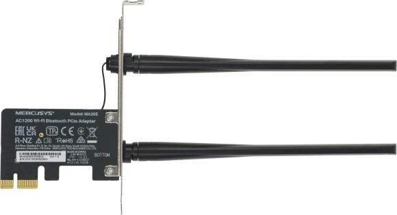 Сетевой адаптер Wi-Fi + Bluetooth Mercusys MA30E AC1200 PCI Express (ант.внеш.несъем.) 2ант.