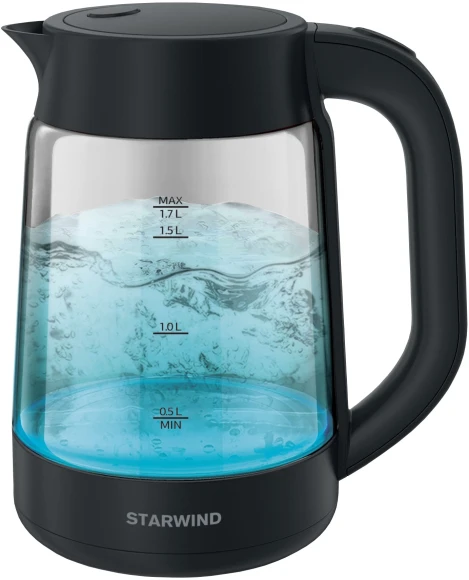 Чайник электрический Starwind SKG4030 1.7л. 2200Вт черный корпус: стекло/пластик
