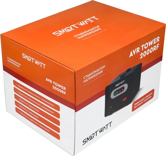 Стабилизатор напряжения Smartwatt AVR Tower 2000RF 2000ВА черный Стабилизатор напряжения Smartwatt AVR Tower 2000RF 2000ВА черный