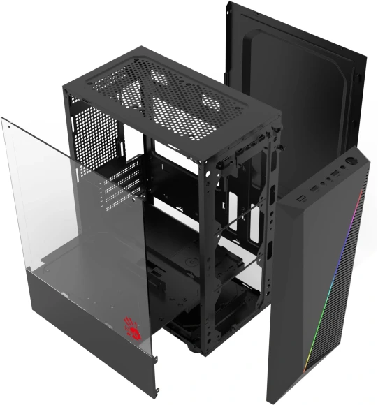 Корпус Bloody BD-CC102F черный без БП mATX 4x120mm 2xUSB2.0 1xUSB3.0 audio bott PSU