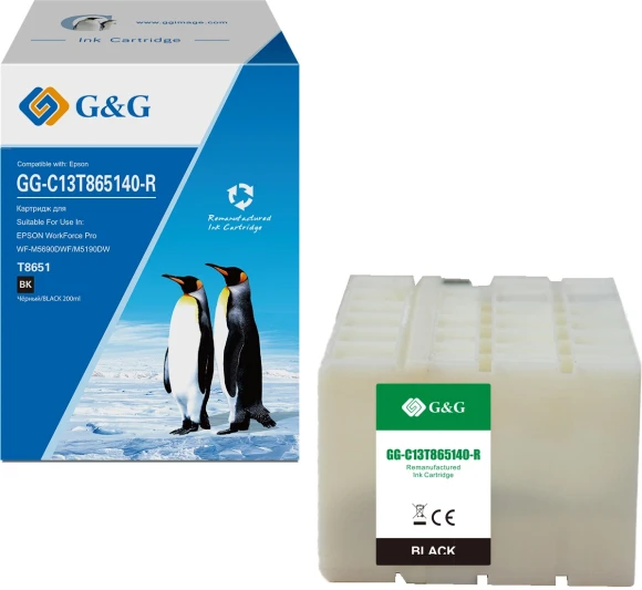 Картридж струйный G&G GG-C13T865140-R T8651 черный (200мл) для Epson WF Pro WF-M5690DWF/M5190DW Картридж струйный G&G GG-C13T865140-R T8651 черный (200мл) для Epson WF Pro WF-M5690DWF/M5190DW