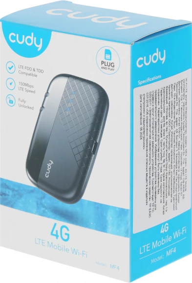 Роутер беспроводной Cudy MF4 3G/4G cat.4 черный Роутер беспроводной Cudy MF4 3G/4G cat.4 черный