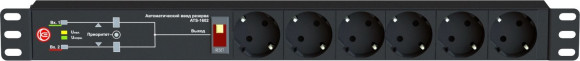 АВР Elemy ATS-1602 1U 19" ввод:2xIEC C14 выход:6xSchuko8A черный АВР Elemy ATS-1602 1U 19" ввод:2xIEC C14 выход:6xSchuko8A черный