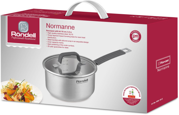 Ковш Rondell Normanne RDS-1812 1.3л. d=16см (с крышкой) стальной Ковш Rondell Normanne RDS-1812 1.3л. d=16см (с крышкой) стальной