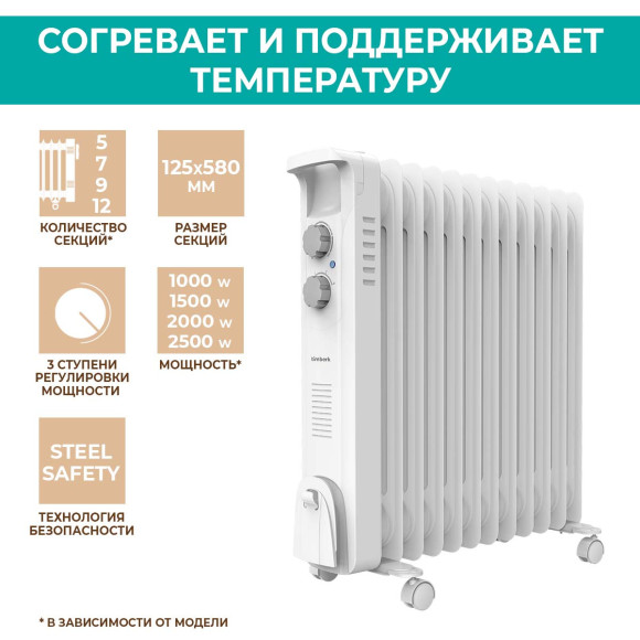 Радиатор масляный Timberk TOR 21.1005 BC 1000Вт белый Радиатор масляный Timberk TOR 21.1005 BC 1000Вт белый