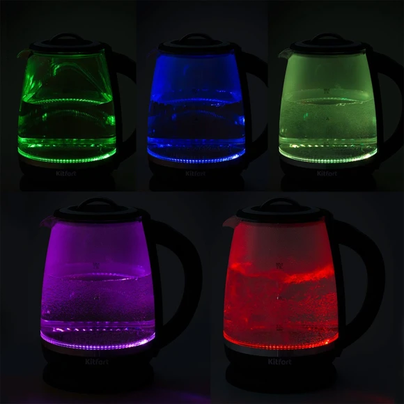 Чайник электрический Kitfort КТ-6145 2л. 2200Вт черный/серебристый корпус: стекло/металл/пластик