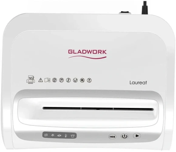 Шредер Gladwork Laureat P-25HCD серый (секр.P-4) фрагменты 25лист. 27лтр. скрепки скобы пл.карты CD