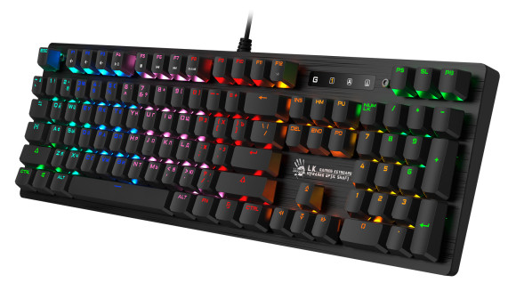 Клавиатура A4Tech B820R механическая черный USB for gamer LED (B820R BLACK (BLUE SWITCH)) кабель 1.8м