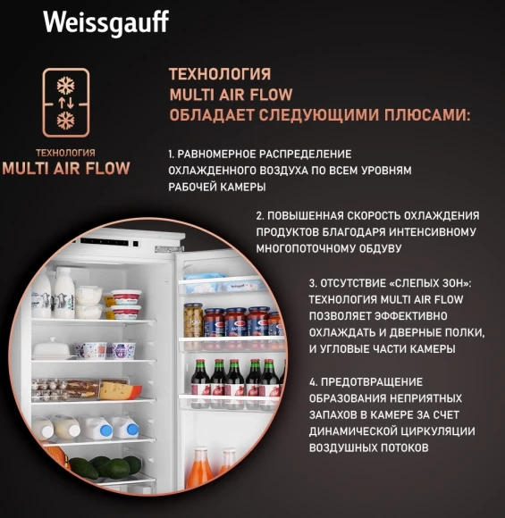 Холодильник Weissgauff Wrki 195 WLF 2-хкамерн. инвертер (433098)