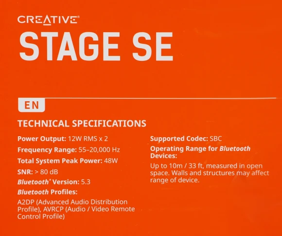 Саундбар Creative Stage SE 2.0 черный 48Вт BT