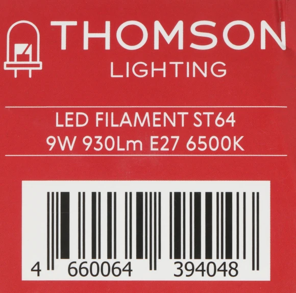 Лампа филам. Thomson Filament TH-B2342 9Вт цок.:E27 эдисон 220B св.свеч.бел.хол. ST64 (упак.:1шт)