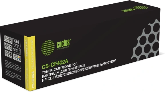 Картридж лазерный Cactus CS-CF402A CF402A желтый (1400стр.) для HP CLJ M252/252N/252DN/252DW/M277n/M277DW Картридж лазерный Cactus CS-CF402A CF402A желтый (1400стр.) для HP CLJ M252/252N/252DN/252DW/M277n/M277DW