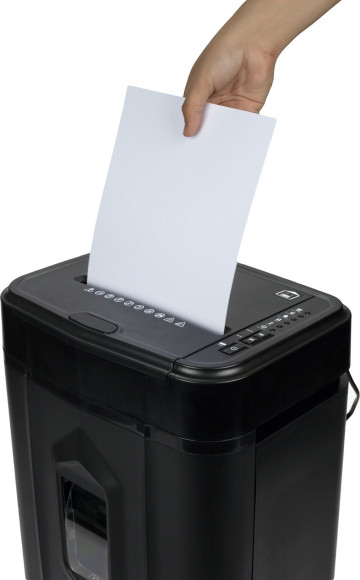 Шредер Heleos АП20-4 черный с автоподачей (секр.P-4) фрагменты 131лист. 20лтр. скрепки скобы пл.карты