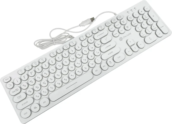 Клавиатура Оклик 420MRL белый USB slim Multimedia LED Клавиатура Оклик 420MRL белый USB slim Multimedia LED
