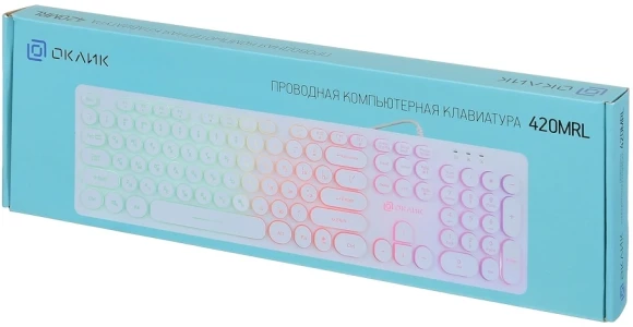 Клавиатура Оклик 420MRL белый USB slim Multimedia LED Клавиатура Оклик 420MRL белый USB slim Multimedia LED