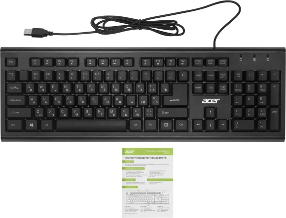 Клавиатура Acer OKW120 черный USB Multimedia (ZL.KBDEE.006) кабель 1.8м