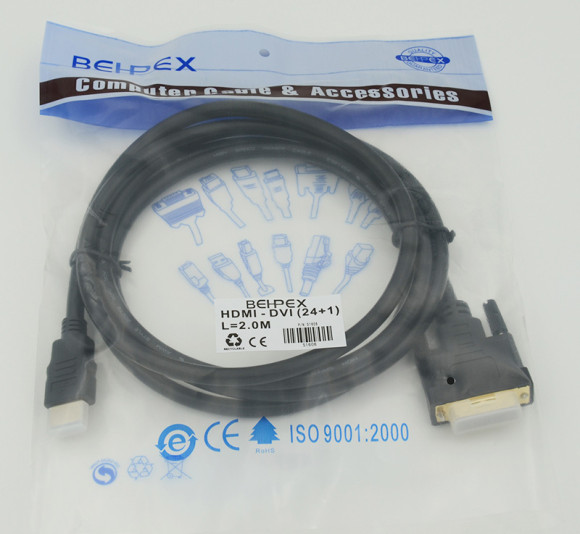 Кабель HDMI (m) DVI-D (m) 2м черный