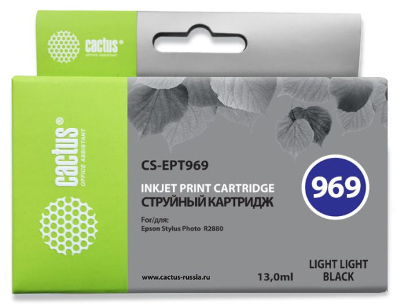 Картридж струйный Cactus CS-EPT969 T0969 светло-серый (13мл) для Epson Stylus Photo R2880 с чипом