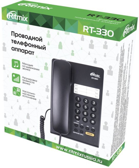 Телефон проводной Ritmix RT-330 черный