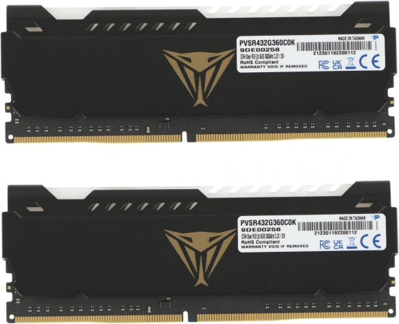 Память DDR4 2x16GB 3600MHz Patriot PVSR432G360C0K Viper Steel RGB RTL Gaming PC4-28800 CL20 DIMM 288-pin 1.35В dual rank с радиатором Ret Память DDR4 2x16GB 3600MHz Patriot PVSR432G360C0K Viper Steel RGB RTL Gaming PC4-28800 CL20 DIMM 288-pin 1.35В dual rank с радиатором Ret