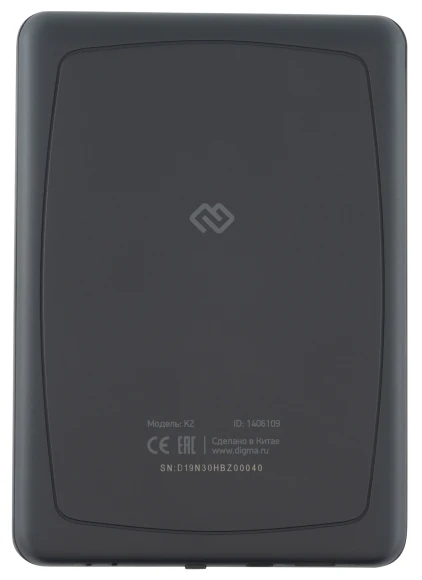 Электронная книга Digma K2 6" E-ink HD Pearl 758x1024 600MHz/4Gb/microSDHC/подсветка дисплея темно-серый