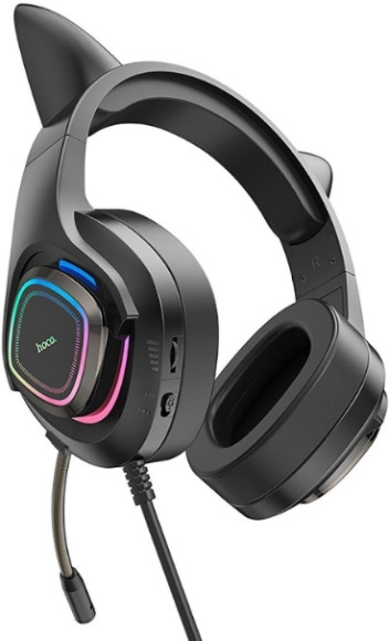 Наушники с микрофоном Hoco W107 Cute cat черный 2м мониторные USB оголовье (W107) Наушники с микрофоном Hoco W107 Cute cat черный 2м мониторные USB оголовье (W107)