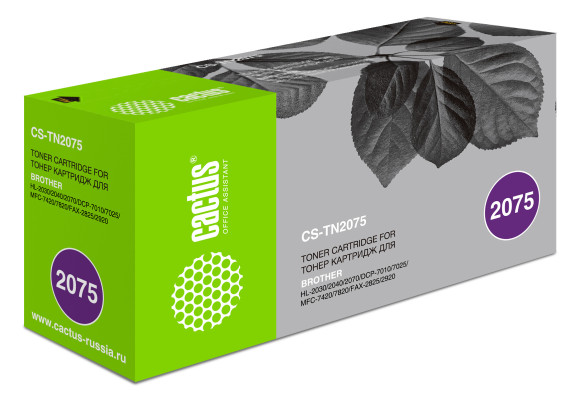 Картридж лазерный Cactus CS-TN2075 TN-2075 черный (2500стр.) для Brother DCP-7010/7010R/7020/7025/7025R/FAX-2820/2825/2825R/2920/2920R/HL-2030/2030R/2040/2040R/2070N/2070/2070NR/MFC-7225/7225N/7420/7420R/7820/7820N/7820NR/7820R Картридж лазерный Cactus CS-TN2075 TN-2075 черный (2500стр.) для Brother DCP-7010/7010R/7020/7025/7025R/FAX-2820/2825/2825R/2920/2920R/HL-2030/2030R/2040/2040R/2070N/2070/2070NR/MFC-7225/7225N/7420/7420R/7820/7820N/7820NR/7820R
