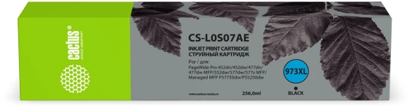Картридж струйный Cactus CS-L0S07AE 973XL черный пигментный (256мл) для HP PageWide Pro 452dw/Pro 477dw с чипом
