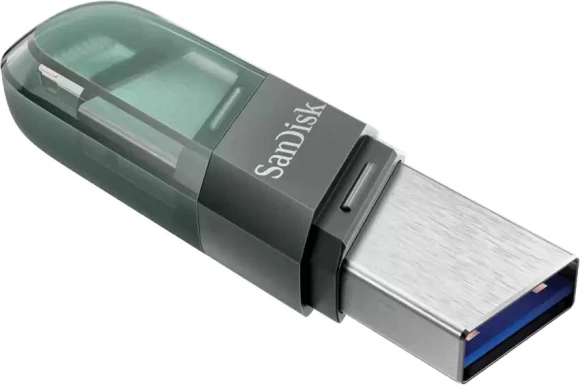 Флеш Диск Sandisk 128Gb iXpand Flip SDIX90N-128G-GN6NE USB3.1 зеленый/серебристый