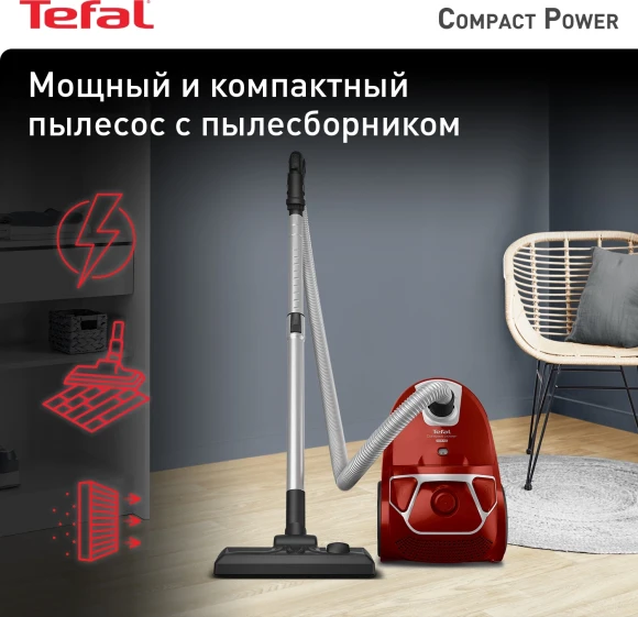 Пылесос Tefal TW3953EA 750Вт красный/черный Пылесос Tefal TW3953EA 750Вт красный/черный