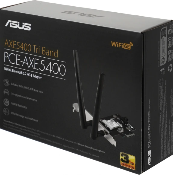 Сетевой адаптер Wi-Fi + Bluetooth Asus PCE-AXE5400 AXE5400 PCI Express x1 (ант.внеш.съем) 2ант.
