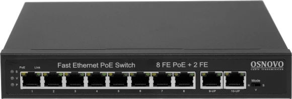 Коммутатор Osnovo SW-21000(120W) (L2) 10x100Мбит/с 8PoE 120W неуправляемый