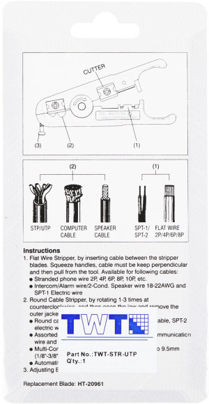 Инструмент Lanmaster TWT-STR-UTP для зачистки кабеля UTP (упак:1шт) серый