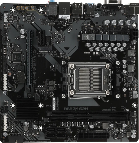 Материнская плата Gigabyte B650M S2H Socket AM5 AMD B650 2xDDR5 mATX AC`97 8ch(7.1) GbLAN RAID+VGA+HDMI+DP