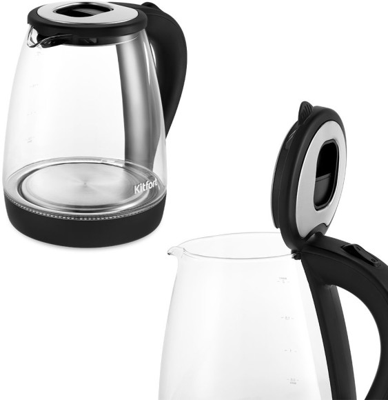 Чайный набор Kitfort КТ-6181 2л. 1500Вт черный/нержавеющая сталь корпус: стекло/пластик