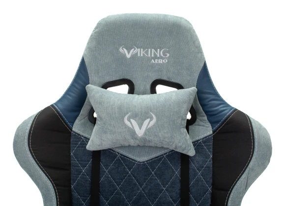 Кресло игровое Zombie VIKING 7 KNIGHT Fabric голубой ткань/эко.кожа с подголов. крестов. металл