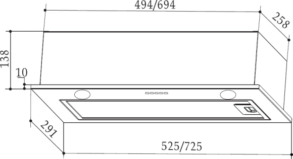 Вытяжка встраиваемая Weissgauff Fiona 60 BL черный управление: кнопочное (1 мотор)