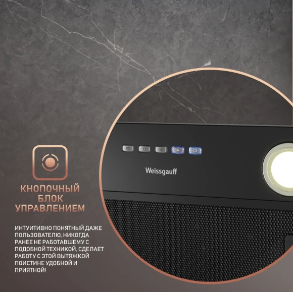 Вытяжка встраиваемая Weissgauff Fiona 60 BL черный управление: кнопочное (1 мотор)