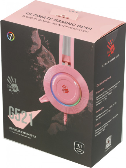 Наушники с микрофоном A4Tech Bloody G521 розовый 2.3м мониторные USB оголовье (G521 ( PINK )) Наушники с микрофоном A4Tech Bloody G521 розовый 2.3м мониторные USB оголовье (G521 ( PINK ))