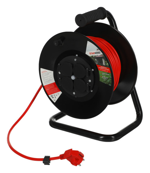 Удлинитель силовой Starwind ST-PSR4.40/G-16 3x2.0кв.мм 4розет. 40м ПВС 16A катушка оранжевый