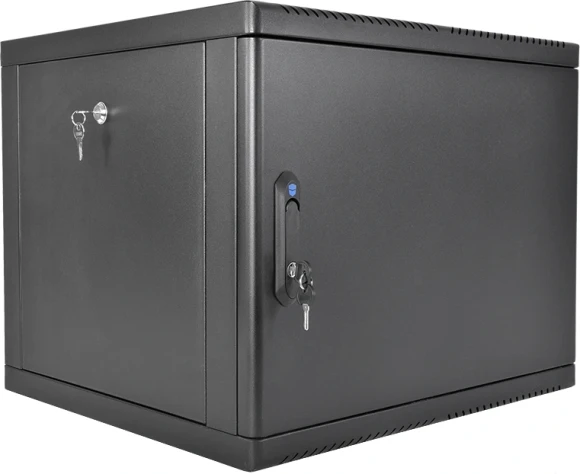 Шкаф коммутационный ЦМО (ШРН-М-9.650.1-9005) настенный 9U 600x650мм пер.дв.металл направл.под закл.гайки 120кг черный 581мм 22кг 180град. 480мм IP20 сталь