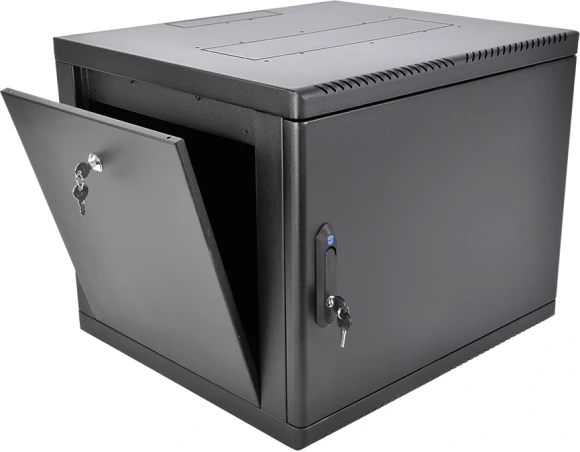 Шкаф коммутационный ЦМО (ШРН-М-9.650.1-9005) настенный 9U 600x650мм пер.дв.металл направл.под закл.гайки 120кг черный 581мм 22кг 180град. 480мм IP20 сталь