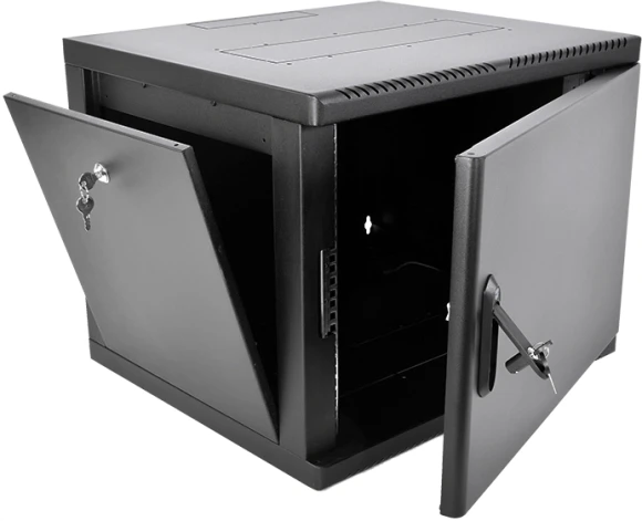 Шкаф коммутационный ЦМО (ШРН-М-9.650.1-9005) настенный 9U 600x650мм пер.дв.металл направл.под закл.гайки 120кг черный 581мм 22кг 180град. 480мм IP20 сталь