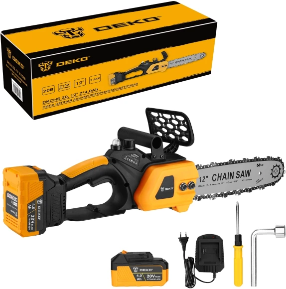 Цепная пила Deko DKCHS 20 аккум. дл.шины:12" (30cm) 2аккум. 4Ач ЗУ (085-2000) Цепная пила Deko DKCHS 20 аккум. дл.шины:12" (30cm) 2аккум. 4Ач ЗУ (085-2000)