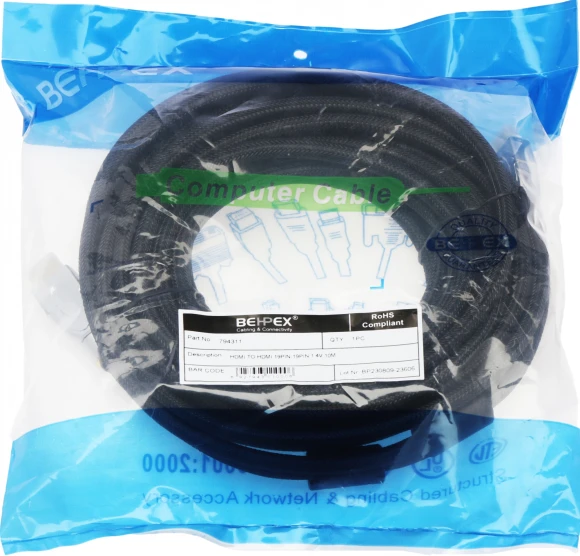Кабель аудио-видео HDMI (m)/HDMI (m) 10м. феррит.кольца позолоч.конт. черный Кабель аудио-видео HDMI (m)/HDMI (m) 10м. феррит.кольца позолоч.конт. черный