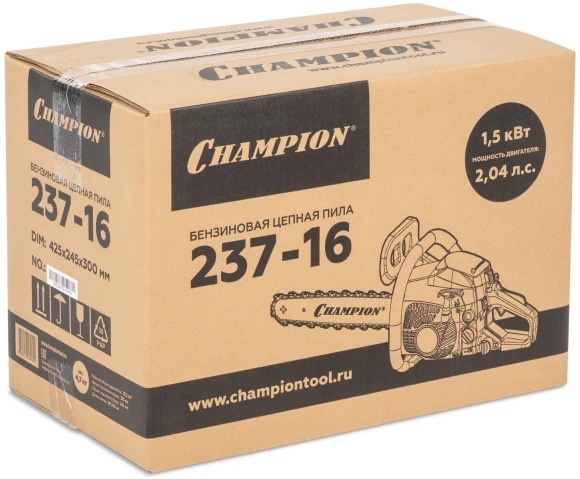 Бензопила Champion 237-16 1500Вт 2.04л.с. дл.шины:16" (40cm)