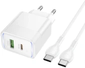 Сетевое зар./устр. Hoco CS112A Lounge PD30W+QC3.0 with cable 30W 3A (PD+QC) универсальное белый (80417) Сетевое зар./устр. Hoco CS112A Lounge PD30W+QC3.0 with cable 30W 3A (PD+QC) универсальное белый (80417)
