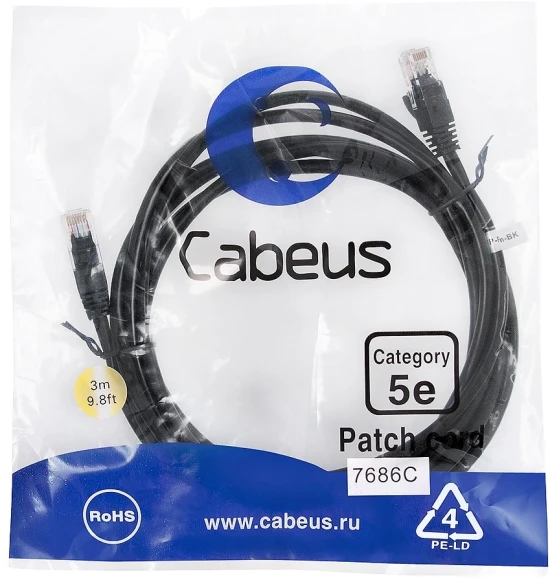 Патч-корд Cabeus PC-UTP-RJ45-CAT.5E-3M-LSZH U/UTP RJ-45 вил.-вилка RJ-45 кат.5E 3м серый LSZH Патч-корд Cabeus PC-UTP-RJ45-CAT.5E-3M-LSZH U/UTP RJ-45 вил.-вилка RJ-45 кат.5E 3м серый LSZH