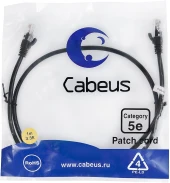 Патч-корд Cabeus PC-UTP-RJ45-Cat.5e-0.3m-BK-LSZH U/UTP RJ-45 вил.-вилка RJ-45 кат.5E 0.3м черный LSZH