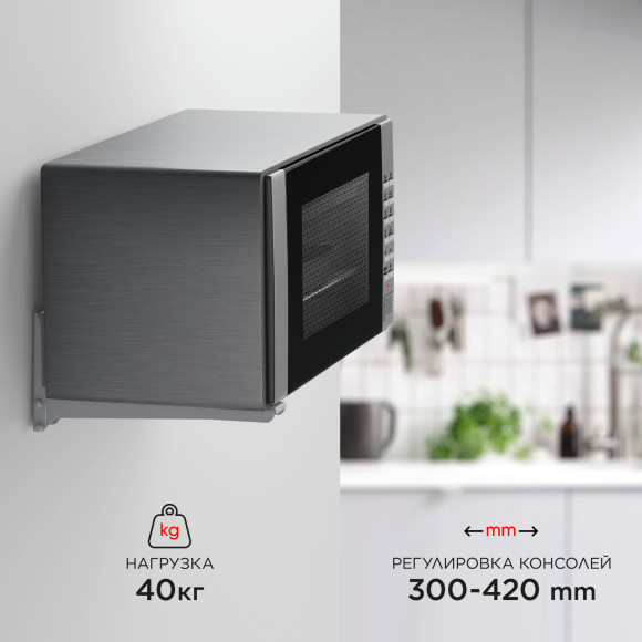 Кронштейн для СВЧ Holder MWS-2003 металлик макс.40кг настенный фиксированный Кронштейн для СВЧ Holder MWS-2003 металлик макс.40кг настенный фиксированный